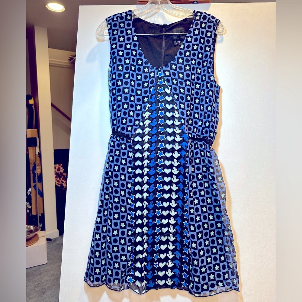 Anna Sui Peace & Love Sleeveless Lined Silk Chiffon Dress size 12